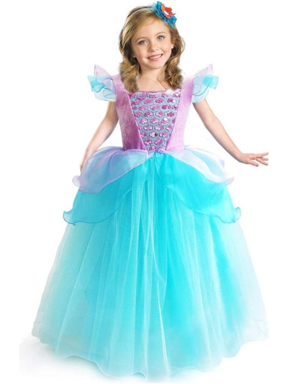 Girls Cinderella Costume - Princess Dress Up, Fancy Birthday Party Ball Gown